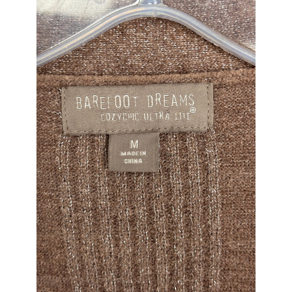 Barefoot Dreams CozyChic Ultra Lite Ribbed Shimmer Cardigan Brown Medium 2398 - Picture 5 of 7